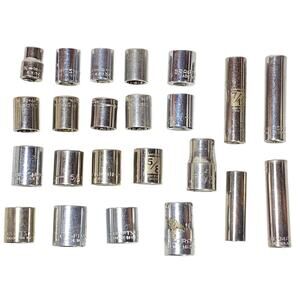 Craftsman 23 Pc Socket Set 1/4" 1/2" Drive 3/8-11/16” SAE 6-12 Pt Deep Shallow